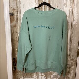 Moana How Far I’ll Go Oversized Embroidered Sweatshirt - NWT! - M
